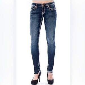 BKE Blue Skinny Jeans with Distressed Details